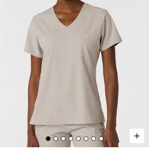 Beige V-Neck Scrub Top & bottoms